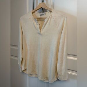 Aamikast Cream Henley Top Size Small Ultra Soft Knit Long Sleeve Minimalist NWT